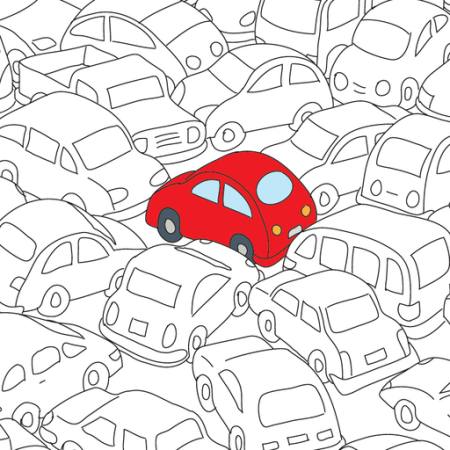 crvena, auto, džem, promet Robodread - Dreamstime
