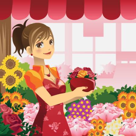 žena, cvijeće, trgovina, crvena, djevojka Artisticco Llc - Dreamstime