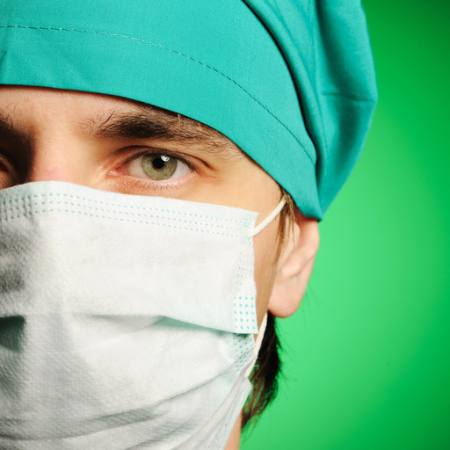 medic, maska, zelena, čovječe, oči, šešir, liječnik Haveseen - Dreamstime