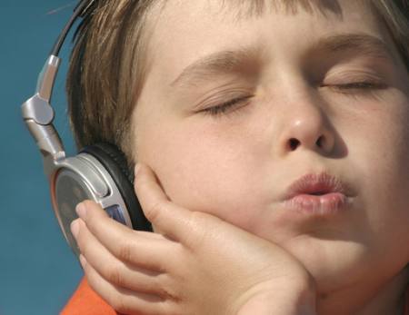 glazba, dijete, dijete, slušati, slušati Showface - Dreamstime