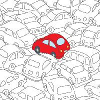 crvena, auto, džem, promet Robodread - Dreamstime
