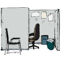 ured, stolica, smeće, papir Eric Basir - Dreamstime