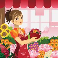 žena, cvijeće, trgovina, crvena, djevojka Artisticco Llc - Dreamstime