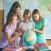 연구, 공부, 지구, 지도, 세계, 어린이, 아이, 교사 Luminastock