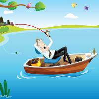 Pixwords 와 이미지 brod, čovječe, voda, ribolov, jezero Zuura - Dreamstime