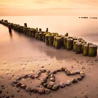 Pixwords 와 이미지 물, 마음, 마음, 돌, 나무, 모래, 해변 Manuela Szymaniak (Manu10319)
