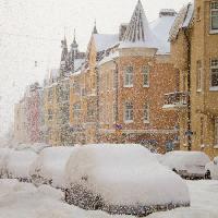 zima, snijeg, automobili, zgrade, snijeg Aija Lehtonen - Dreamstime