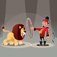 Pixwords 와 이미지 lav, čovjek, krug, cirkus, životinja Danilo Sanino - Dreamstime
