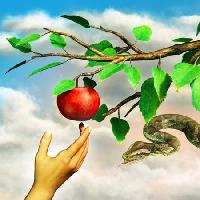Pixwords 와 이미지 jabuka, zmija, grana, zelena, lišće, ručno Andreus - Dreamstime